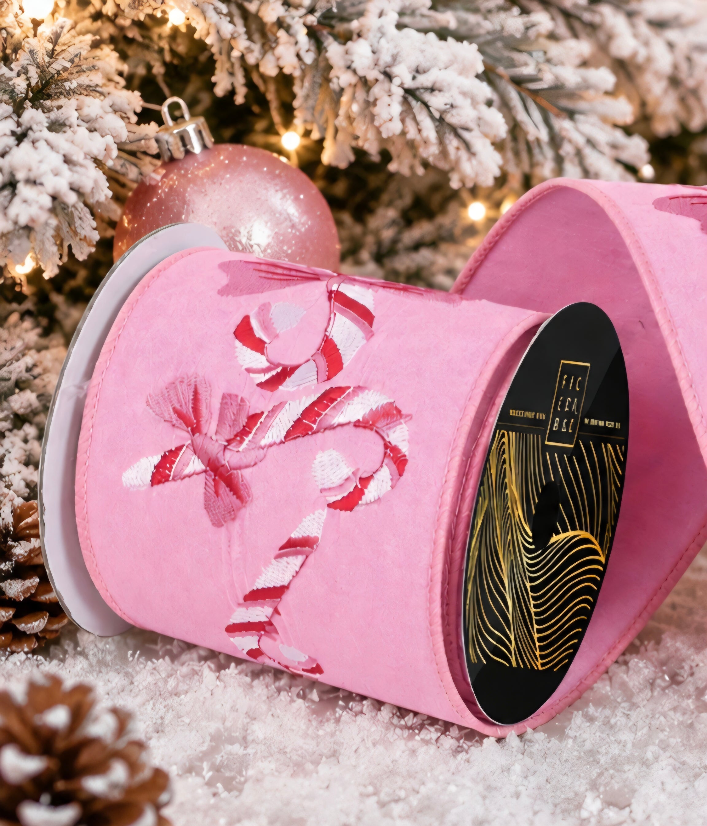 Pink Candy Cane and Bow Ribbon