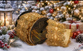 Vickerman Gold Champagne Scalloped Ribbon 4 inches x 10 yards